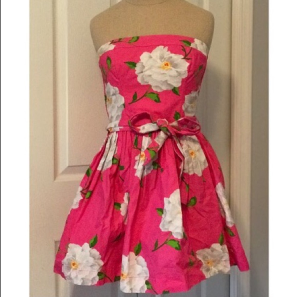 Pink Floral Abercrombie & Fitch Strapless Dress